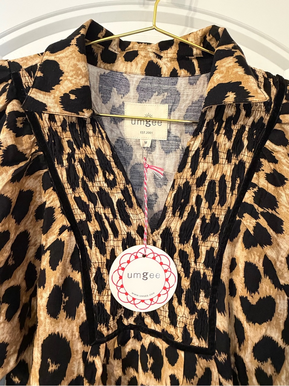 Umgee Black and Tan Leopard Print V-Neck Dress - Picture 4 of 5